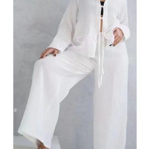 Womens Sleepwear Long Sleeve Cotton Pajamas